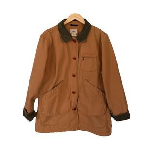 LL Bean Tan Duck Canvas Chore Jacket Barn Coat Women's Large Classic